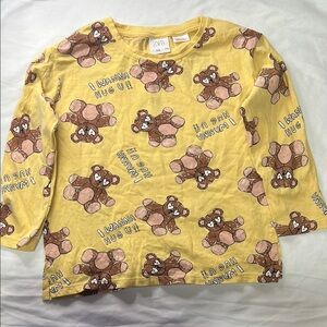 Zara Kids(4-5yrs)  Yellow Long Sleeve Bear Tee